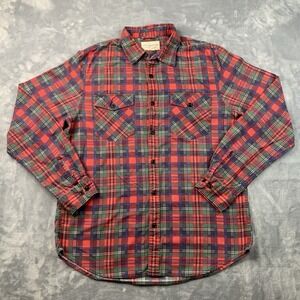Denim & Supply Ralph Lauren Shirt Men's Large Red Green Blue Plaid Long Sleeve